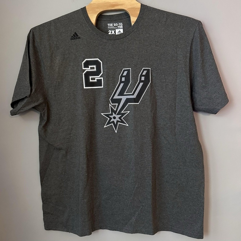 San Antonio Spurs Shirt Mens 2XL‎ Gray NBA Basketball Kawhi Leonard 2 Adidas Tee